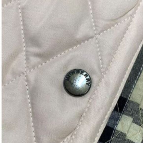 Burberry Pink Quilted Jacket Remove Hood Nova Check XL 14 Children Womens XS 0 2 - Picture 6 of 7